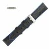 Black Leather 22mm Alligator Grain Stitched With Blue Silicone Lining 7 7/8 Inch Length