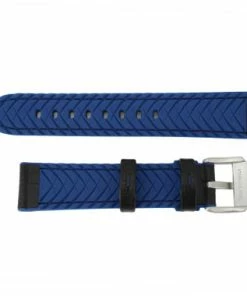 Black Leather 22mm Alligator Grain Stitched With Blue Silicone Lining 7 7/8 Inch Length -Cheap Watch Bands Store silicone leather watchband 206 20 photo3 69812.1659986022