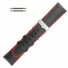 Black Leather 20mm Alligator Grain Stitched With Red Silicone Lining 7 7/8 Inch Length