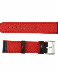 Black Leather 20mm Alligator Grain Stitched With Red Silicone Lining 7 7/8 Inch Length -Cheap Watch Bands Store silicone leather watchband 207 20photo3 33510.1659986022