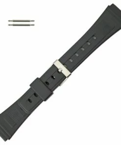 20mm Black Rubber Watch Band 7 2/8 Inch Length