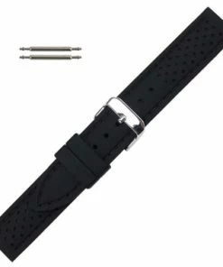 Black 18mm Silicone Watch Band Sport Strap 7 5/8 Inch Length