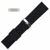 Black Silicone Watch Band 24mm Sport Strap 7 1/2 Inch Length
