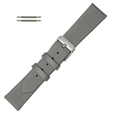 Hadley Roma 16mm Silver Grey Leather Watch Band Satin Finish Calf 6 5/8 Inch Length 1 Hadley Roma 16mm Silver Grey Leather Watch Band Satin Finish Calf 6 5/8 Inch Length