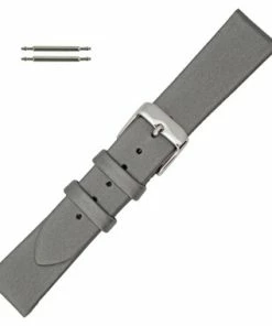 Hadley Roma 18mm Silver Grey Leather Watch Band Satin Finish Calf 6 5/8 Inch Length
