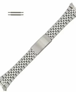Hadley Roma JubileeĀ® Style Metal Watch Band 22mm Stainless Steel Tone Curved And Straight Ends 7 1/4 Inch Length