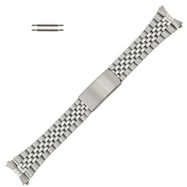 Hadley Roma Jubilee® Style Metal Watch Band 22mm Stainless Steel Tone Curved And Straight Ends 7 1/4 Inch Length 1 Hadley Roma Jubilee® Style Metal Watch Band 22mm Stainless Steel Tone Curved And Straight Ends 7 1/4 Inch Length