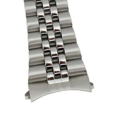 Hadley Roma Jubilee® Style Metal Watch Band 22mm Stainless Steel Tone Curved And Straight Ends 7 1/4 Inch Length 2 Hadley Roma Jubilee® Style Metal Watch Band 22mm Stainless Steel Tone Curved And Straight Ends 7 1/4 Inch Length - Image 2