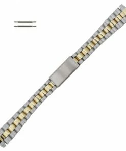 Hadley Roma Watch Band 6 1/2 Inch Length Two Toned Metal Expandable Ends 10 To 14mm