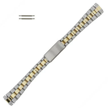 Hadley Roma Watch Band 6 1/2 Inch Length Two Toned Metal Expandable Ends 10 To 14mm 1 Hadley Roma Watch Band 6 1/2 Inch Length Two Toned Metal Expandable Ends 10 To 14mm