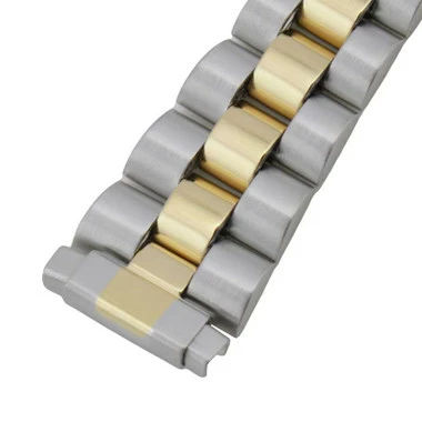 Hadley Roma Watch Band 6 1/2 Inch Length Two Toned Metal Expandable Ends 10 To 14mm 2 Hadley Roma Watch Band 6 1/2 Inch Length Two Toned Metal Expandable Ends 10 To 14mm - Image 2