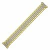 Two Tone Metal Expansion 6 1/2 To 9 Inch Length Watch Band With Curved Expandable Ends To Fit 18 To 22mm