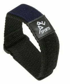 20mm Black/Blue Nylon And Leather Watch Strap Velcro® Style Sport Band 9 Inch Length