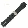 Black With White Stripe Silicone 21MM Made To Fit Rolex® Curved End Watch Band 7 Inch Length