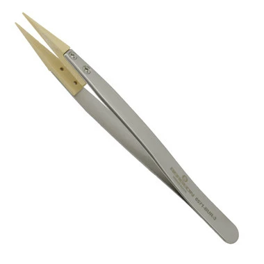 Bergeon #3 Nonmagnetic Stainless Steel Tweezer With Wood Tips 1 Bergeon #3 Nonmagnetic Stainless Steel Tweezer With Wood Tips