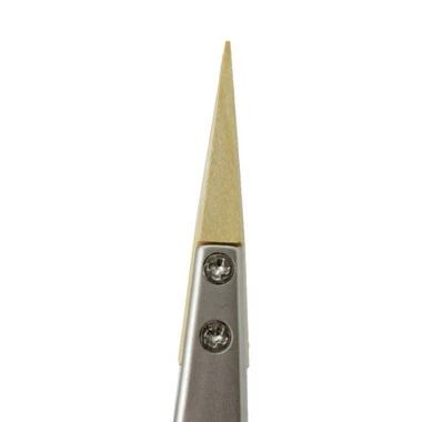 Bergeon #3 Nonmagnetic Stainless Steel Tweezer With Wood Tips 2 Bergeon #3 Nonmagnetic Stainless Steel Tweezer With Wood Tips - Image 2
