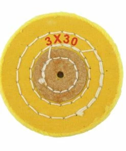 3 Inch Yellow Treated Muslin Polishing Buff 3 Rows Stitching With Leather Center
