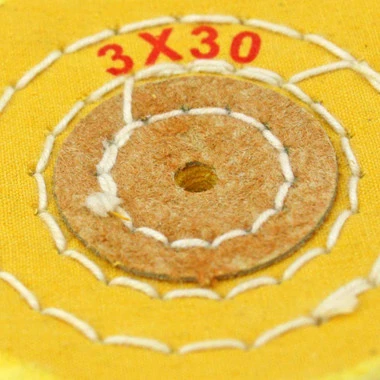 3 Inch Yellow Treated Muslin Polishing Buff 3 Rows Stitching With Leather Center 4 3 Inch Yellow Treated Muslin Polishing Buff 3 Rows Stitching With Leather Center - Image 4